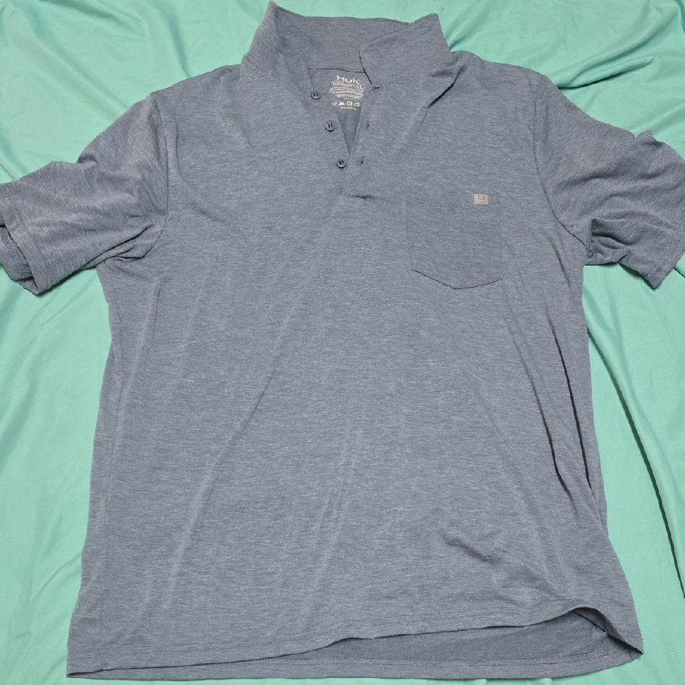 Huk Heather Blue Polo Shirt